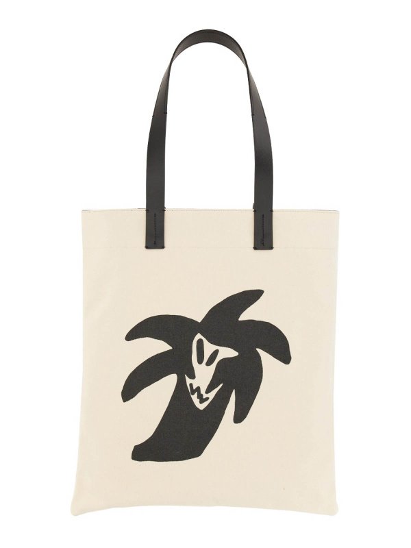 Palm Angels: cross body bags online - Cotton Canvas Shopping Bag