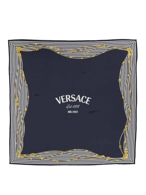 VERSACE: Bufandas y pañuelos - Bufanda - Azul