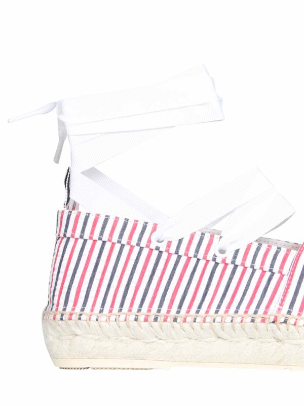 Seersucker cotton espadrilless shop online: THOM BROWNE