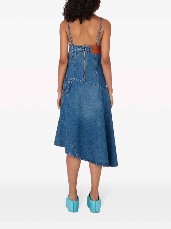The Best Shops J.W. ANDERSON: knee length dresses - Asymmetric cotton denim dress