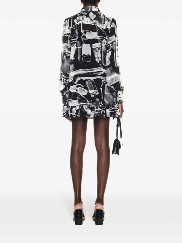 The Best Shops OFF-WHITE: knee length dresses - X-ray-print silk shirt dress