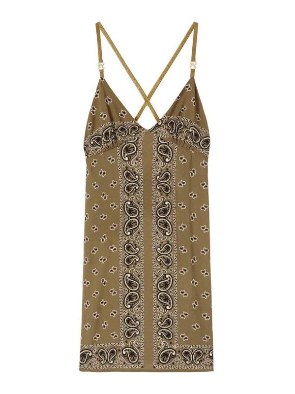 Palm Angels: knee length dresses - Paisley-print slip dress