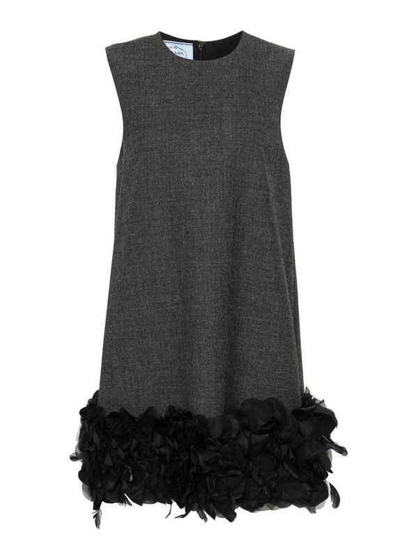 PRADA: short dresses - Feather-detail mini dress