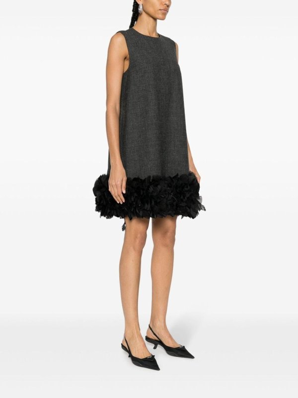 Feather-detail mini dress shop online: PRADA