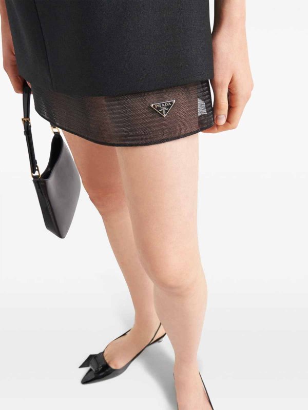 Enamel triangle-logo wool dress shop online: PRADA