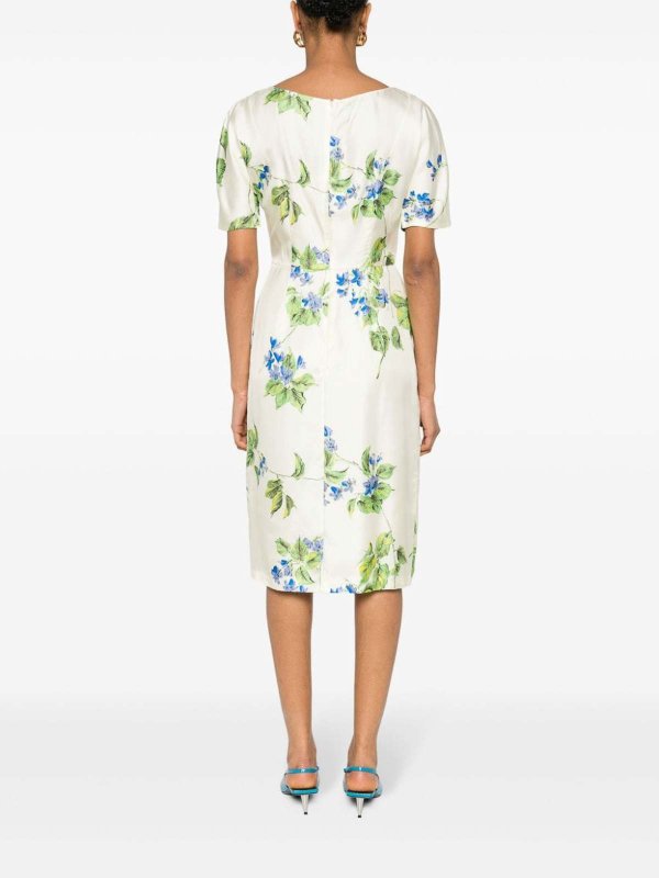 Floral-print twill dress shop online: PRADA