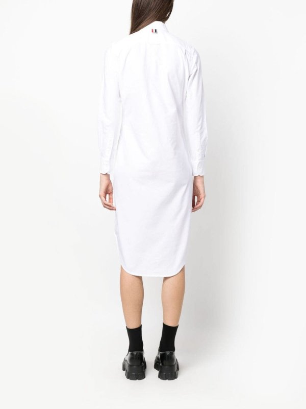 Logo-patch cotton shirtdress shop online: THOM BROWNE