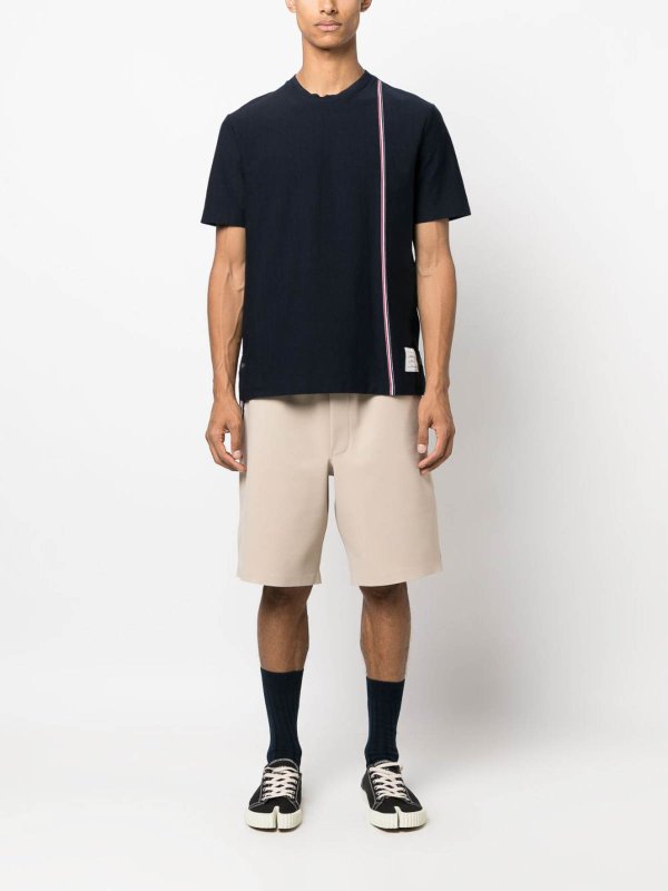 THOM BROWNE: t-shirts online - Rwb stripe cotton t-shirt