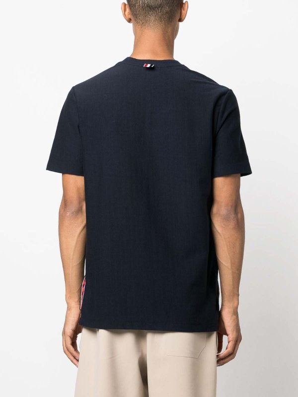 The Best Shops THOM BROWNE: t-shirts - Rwb stripe cotton t-shirt