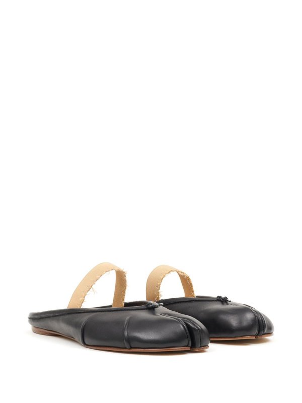 Maison Margiela: mules shoes online - Tabi leather ballerina mules