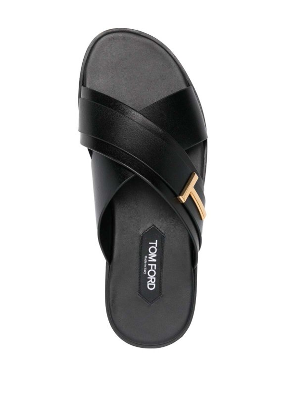 Leather flat sandals shop online: TOM FORD