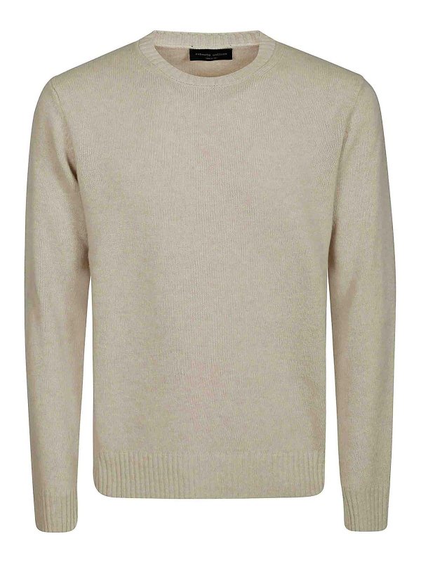 ROBERTO COLLINA: Strickpullover mit Rundhalsausschnitt - Rundhalspullover - Weiß