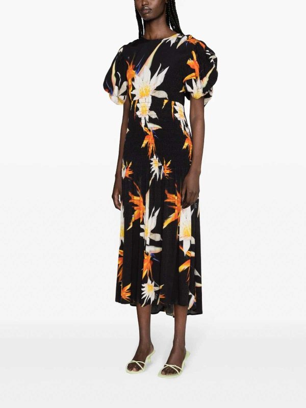 The Best Shops ROTATE Birger Christensen: abiti al ginocchio - Abito con maniche a sbuffo stampato