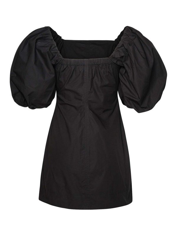 GANNI: short dresses online - Black cotton dress