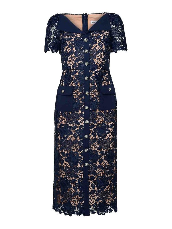 Self Portrait: knee length dresses - Blue polyester dress