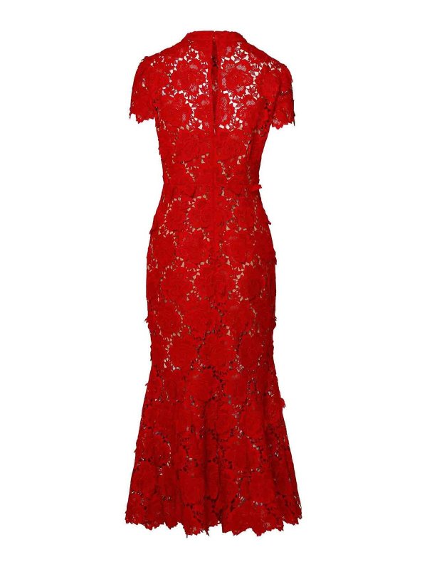Self Portrait: knee length dresses online - Red polyester dress