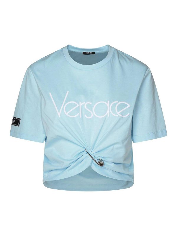 VERSACE: T-shirts - T-Shirt - Bleu Clair
