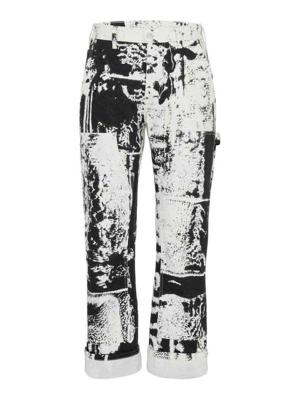 ALEXANDER MCQUEEN: straight leg jeans - Cropped jeans with print