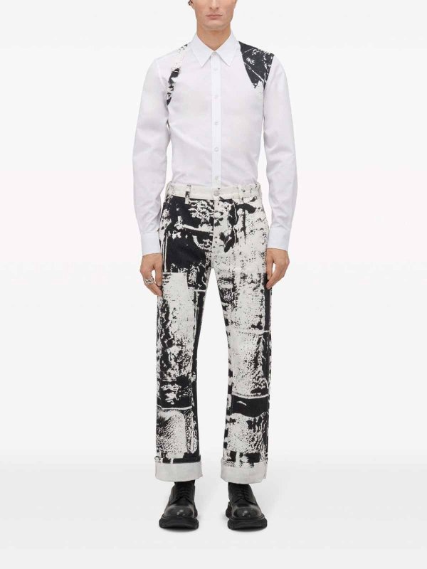 Cropped jeans with print shop online: ALEXANDER MCQUEEN