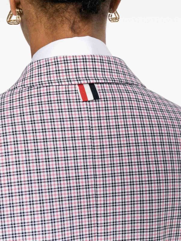 Checked single-breasted blazer shop online: THOM BROWNE