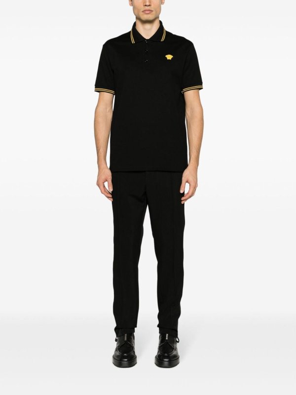VERSACE: polo shirts online - Polo shirt with contrasting logo