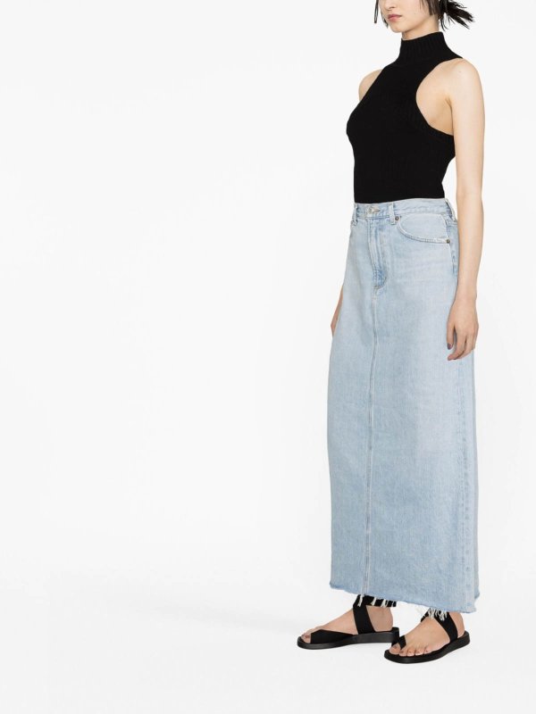 Long denim skirt shop online: AGOLDE