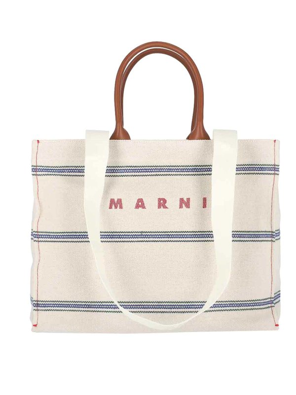 Marni: Handtaschen - Shopper - Weiß