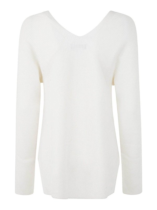 FABIANA FILIPPI: Strickpullover mit V-Ausschnitt online - V-Pullover - Weiß