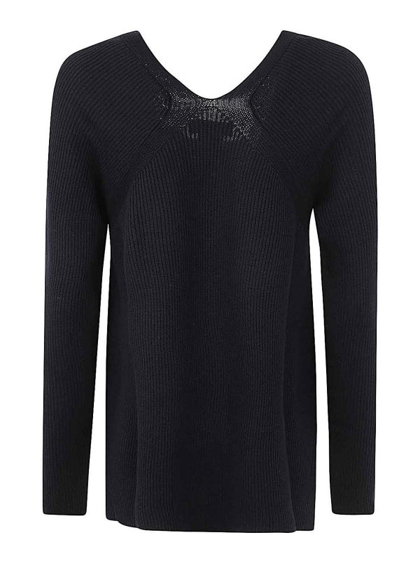 FABIANA FILIPPI: Strickpullover mit V-Ausschnitt online - V-Pullover - Blau