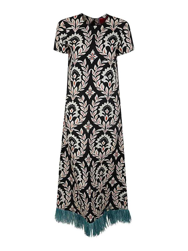 LA DOUBLEJ: maxi dresses - Swing dress with feathers