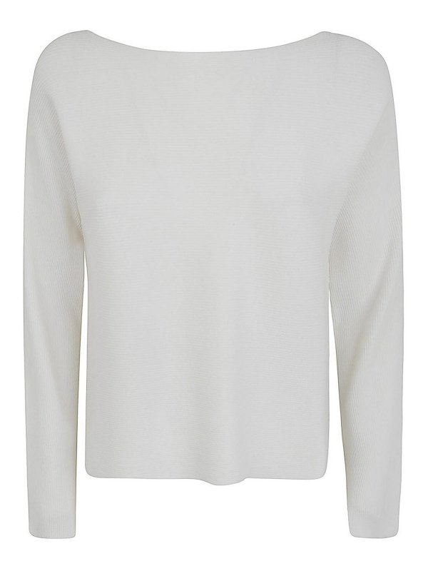 LIVIANA CONTI: Escotes barcos - Suéter Con Escote Barco - Blanco