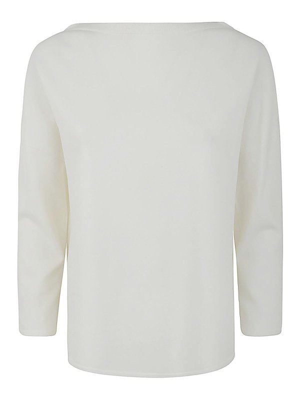 LIVIANA CONTI: Strickpullover mit Rundhalsausschnitt - Rundhalspullover - Weiß