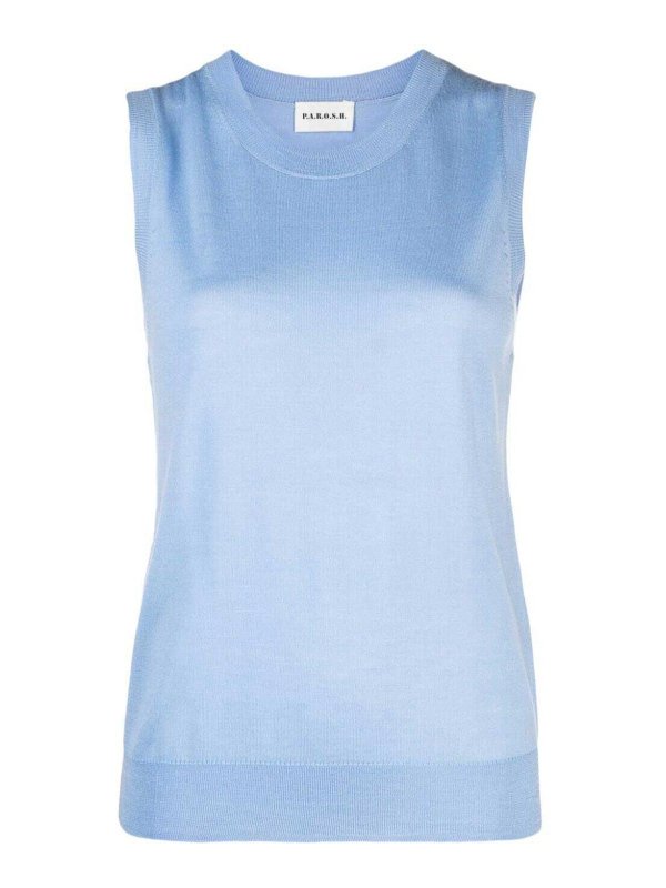 P.A.R.O.S.H.: Strickpullover mit Rundhalsausschnitt - Rundhalspullover - Blau