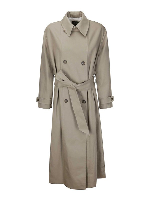 メンズ A.P.C. ベージュ ダブルブレスト トレンチコート XS