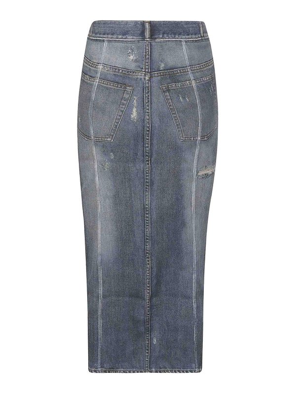 Acne Studios: Knielange und Midi Röcke online - Midirock - Dunkles Jeansblau