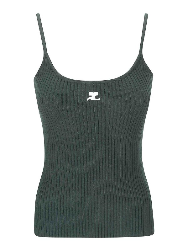 Courreges: Tops und Tank Tops - Top - Dunkelgrün