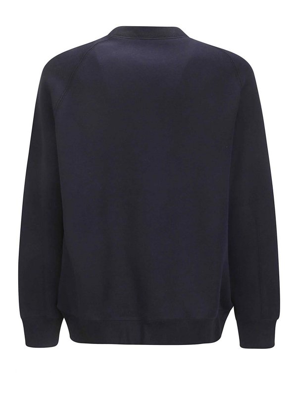 Sacai: Strickpullover mit V-Ausschnitt online - V-Pullover - Dunkelblau