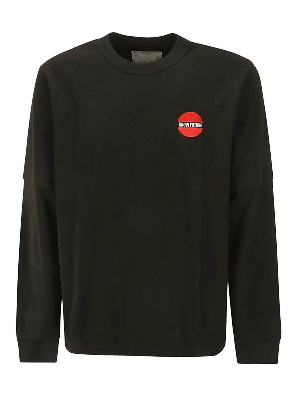 Sacai: T-shirts - T-Shirt - Schwarz