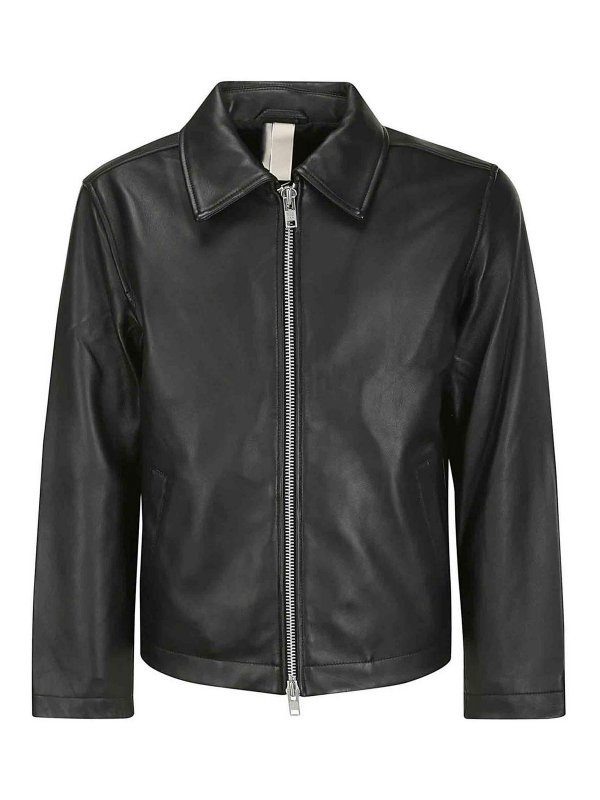 SUNFLOWER: leather jacket - Short leather jacket