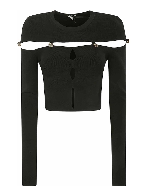 VERSACE JEANS: Pull col rond - Pull Col Rond - Bleu