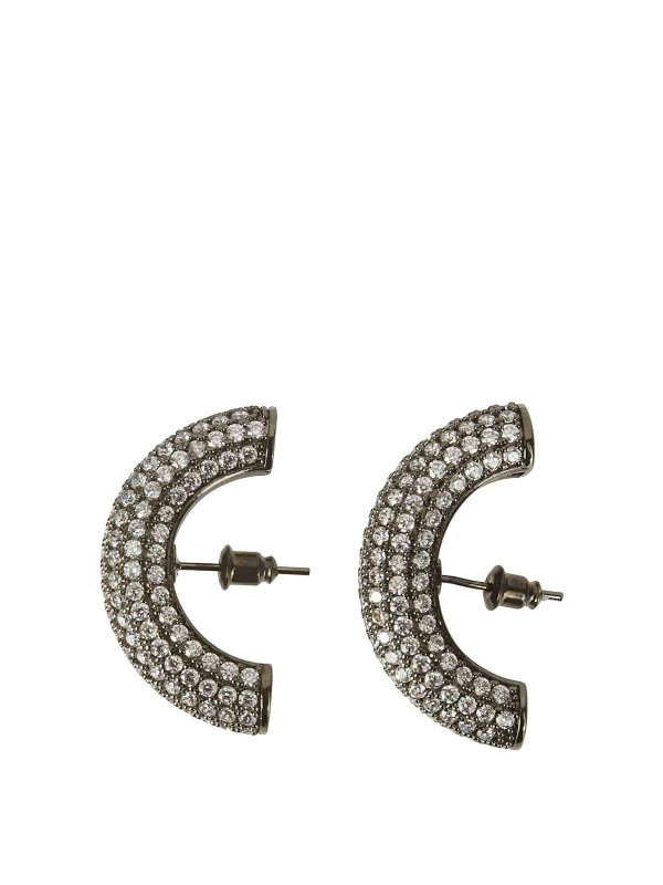 PANCONESI: Earrings - Half moon crystal hoops