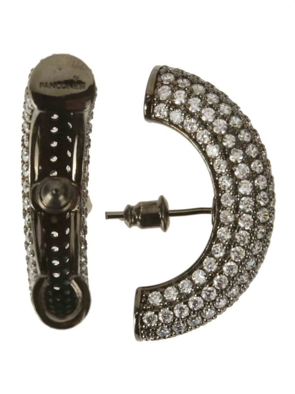 PANCONESI: Earrings online - Half moon crystal hoops