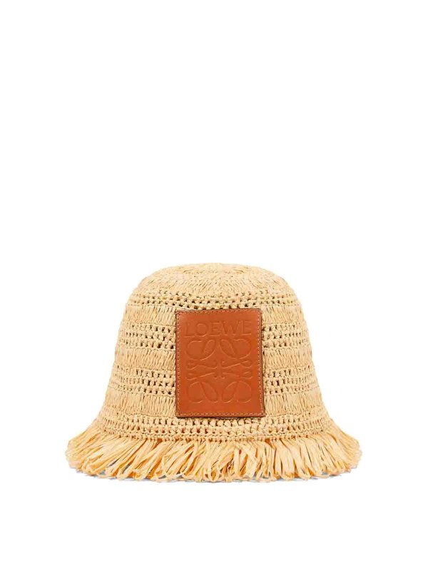 LOEWE: hats & caps - Straw logo hat