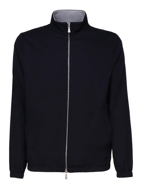ELEVENTY: casual jackets - Silk jacket with mock neck