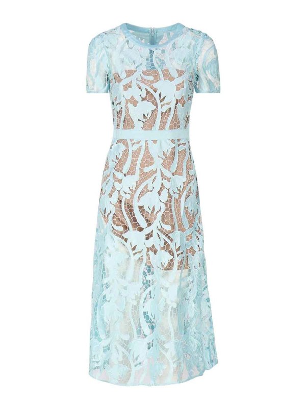 Self Portrait: ニーレングスドレス - 膝丈ドレス - ブルー