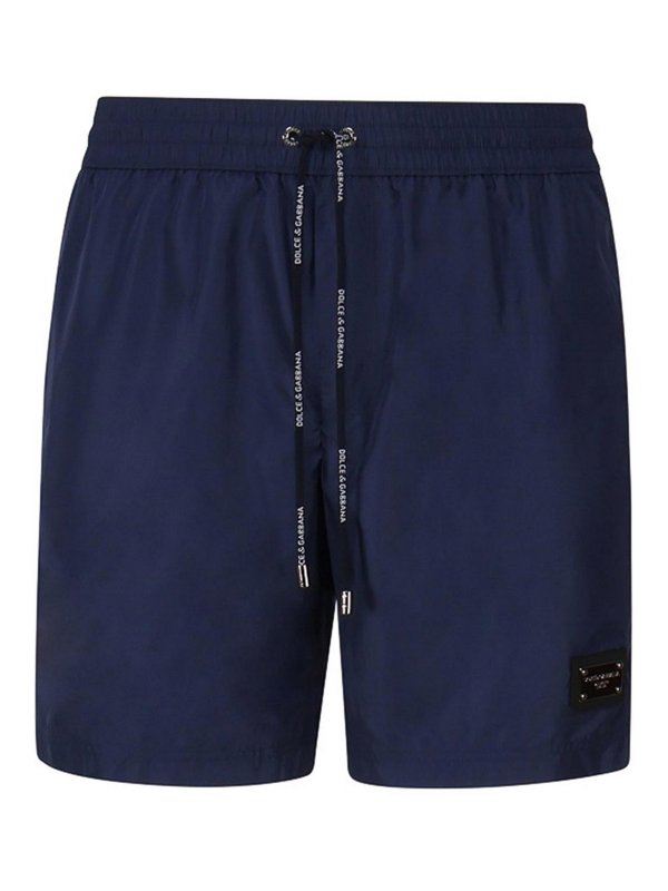 DOLCE & GABBANA: Swim shorts & swimming trunks - Swim shorts with metal logo plate