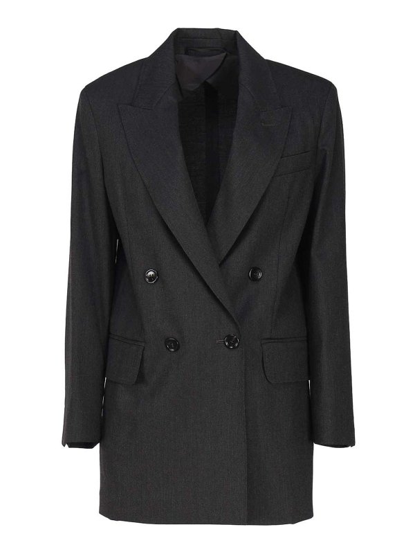 Max Mara: blazers - Double breasted blazer in wool blend