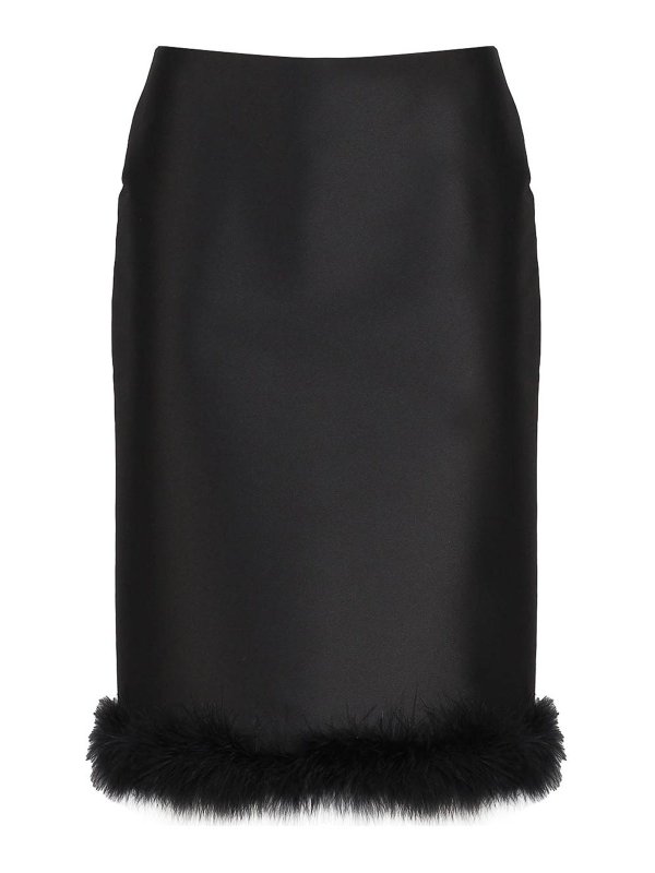 SPORTMAX: Knee length skirts & Midi - Midi skirt with feather bottom