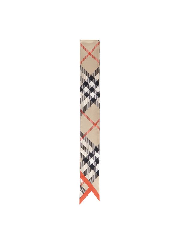 BURBERRY: scarves online - Thin check silk scarf