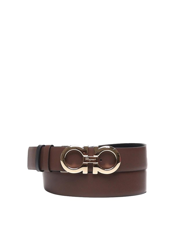 SALVATORE FERRAGAMO: belts - Gancini leather belt